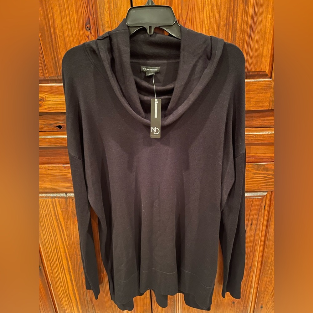 NWT! Black tunic cowl neck sweater by New Directions Sz XL